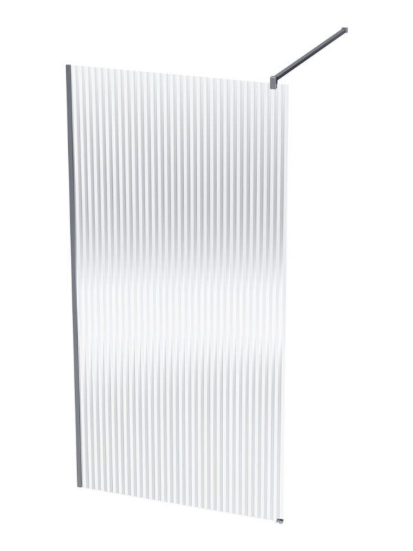 Optic Reeded 800 Shower Screen - Silver/Obscure