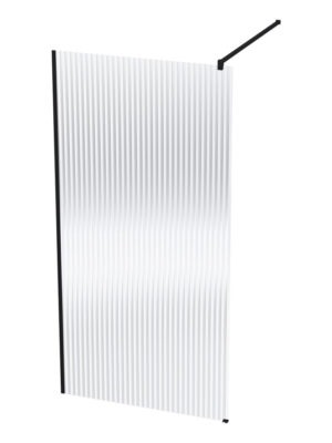 Optic Reeded 900 Shower Screen - Black/Obscure