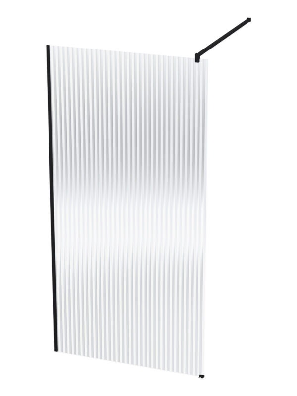 Optic Reeded 1000 Shower Screen - Black/Obscure