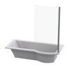Tokyo Left Hand Shower Bath White with Curved Silver / Clear Bath Screen