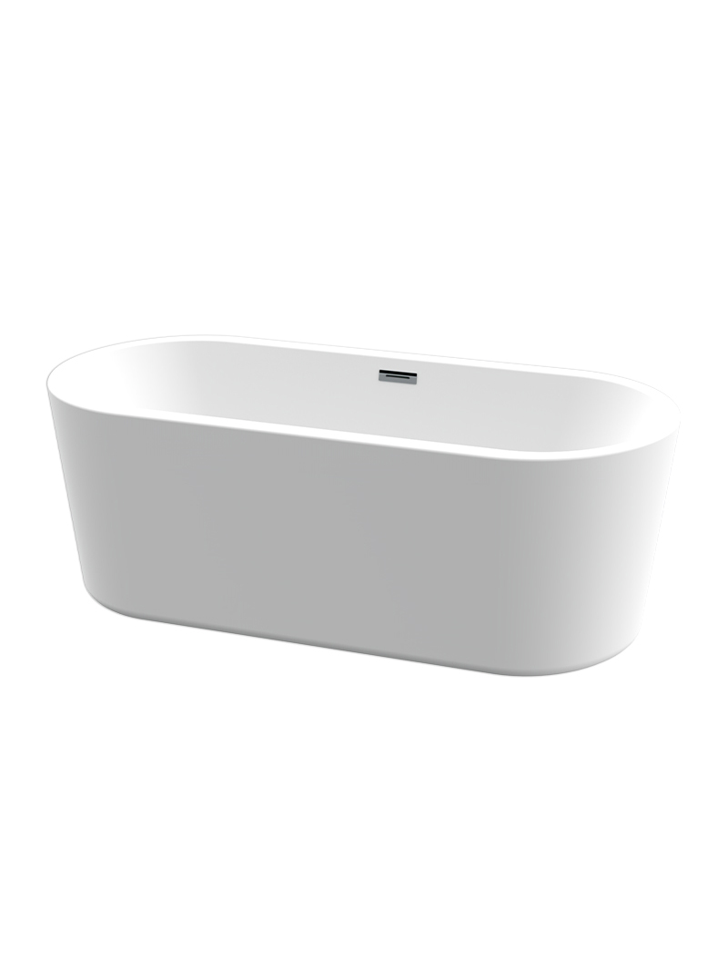 Cayman White - Chrome Overflow Freestanding Bath 1690 x 790 x