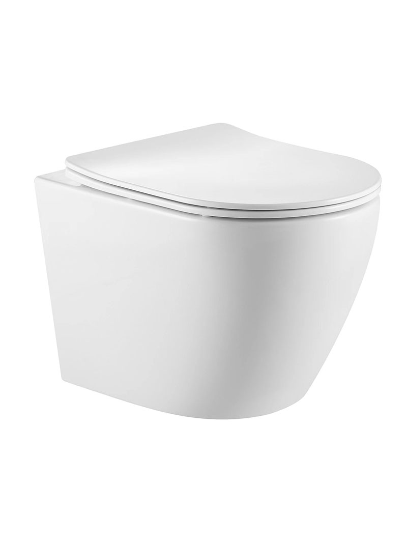 【Rinco】 Velo Kyro Gloss White Wall Hung Pan with Soft Close Seat
