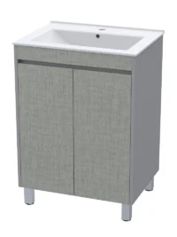 Indigo 600 Floor Standing Vanity Metro Linen with Folkstone Grey Sides