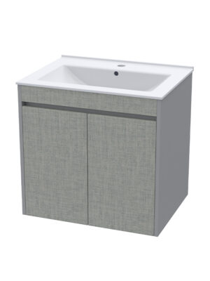 Indigo 600 Wall Hung Vanity Metro Linen with Folkstone Grey Sides