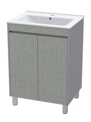 Indigo 600 Floor Standing Vanity Metro Linen with Folkstone Grey Sides