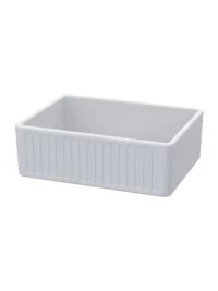 Butler Sink Reeded Gloss White Solid Surface 525*450*200mm