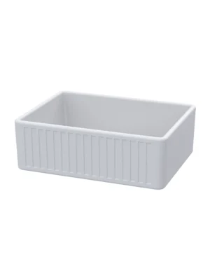 Butler Sink Reeded Gloss White Solid Surface 525*450*200mm