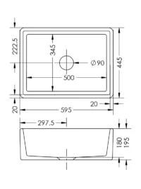 Butler Sink Reeded Gloss White Solid Surface Speck