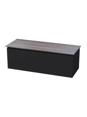 Lapana 1200 Duco Matt Black Wall Hung Vanity - Kingswood Top